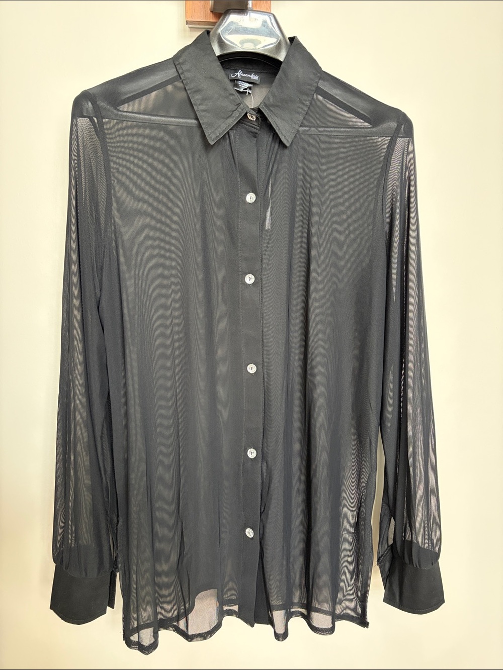 Alexandre Sheer Black Button-Up Blouse
